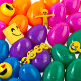 Neliblu Emoji Toy Filled Easter Eggs - 30 Bright and Colorful 2.5" Surprise Eggs With Emoji Toys By