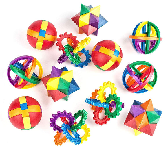 Fun Puzzle Balls - Goody Bag Fillers - Party Favors, Party Toys, Goody Bag Favors, Carnival Prizes, Pinata Filler - Fidget Brain Teaser Puzzles (12 Pack)