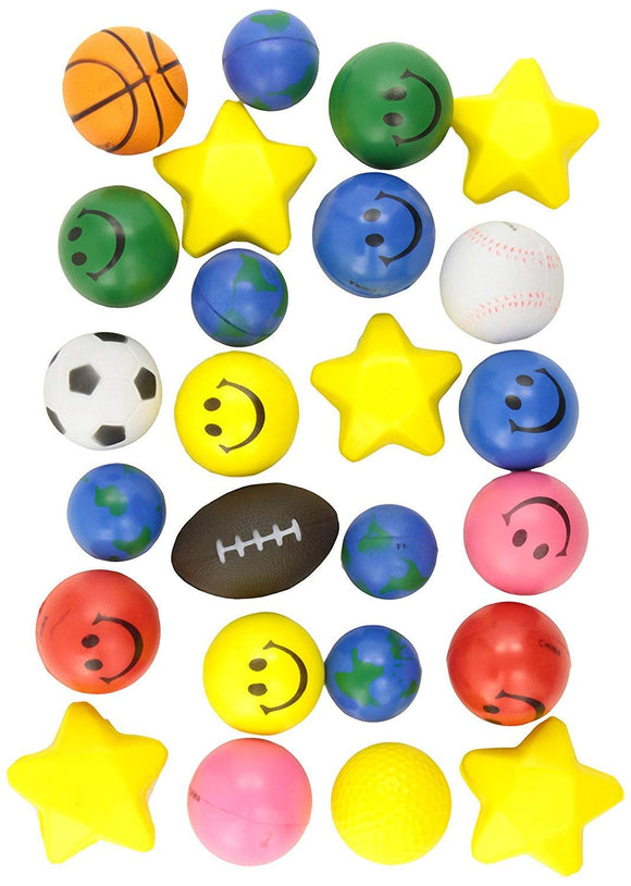 24 Stress Balls - Bulk Stress Relief Toys Assortment - 2.5