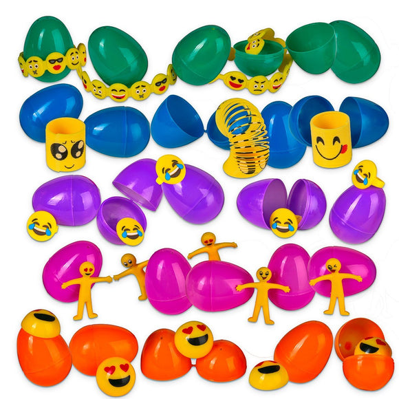 Neliblu Emoji Toy Filled Easter Eggs - 30 Bright and Colorful 2.5