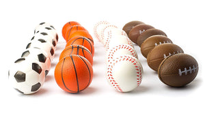 Set of 24 Sports 2.5" Stress Balls - Includes Soccer Ball, Basketball, Football, Baseball Squeeze Balls for Stress Relief, Party Favors, Ball Games and Prizes, Stocking Stuffers - Bulk 2 Dozen Balls
