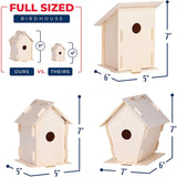 12 Wooden Birdhouses - Crafts for Girls and Boys - Kids Bulk Arts and Crafts Set - 12 DIY Unfinished Wood Bird House Kits, 12 Paint Strips, 12 Paintbrushes & Stickers for Children to Build & Paint