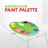 Watercolor Paint Palette for Kids - Washable Non Toxic Paints in 12 Bright and Vivid Water Colors - Mess Free and Fun - Develops Artistic Talent in Children at Home or School - Paintbrush Included