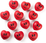 Neliblu Stress Balls - Red Hearts 3" Smile Face Squeeze Stress Relief Heart Shaped Balls; Fun Party Favors for Kids and Adults (1 Dozen)